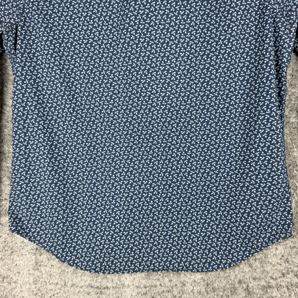 Banana Republic Men's Medium Luxe Poplin Navy Blue Floral Button Down Shirt